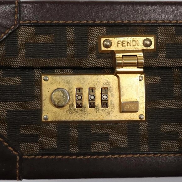 FENDI Attache case Zucca Canvas Trunk Black Brown Auth 113581 - Picture 8 of 16